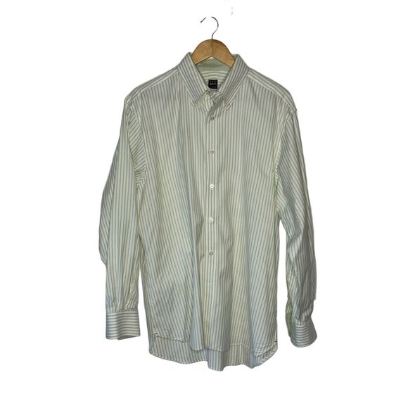 Ike Behar Other - Ike Behar Men's Green White Pinstripe Dress Shirt Size Large